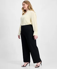 Anne Klein Essentials Plus Textured Pull-On Pants
