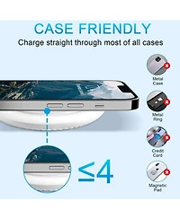 Risokeys Round desktop wireless charger, 15W maximum fast wireless charging pad, compatible with i-Phone 14, for Apple Huawei wireless charging,White