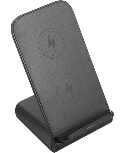 Risokeys 15w fast charging stand dual coil wireless charger, desktop mobile phone vertical wireless charger for desktop vertical and placement, black