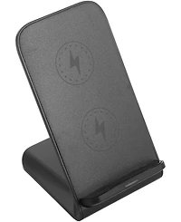 Risokeys 15w fast charging stand dual coil wireless charger, desktop mobile phone vertical wireless charger for desktop vertical and placement, black