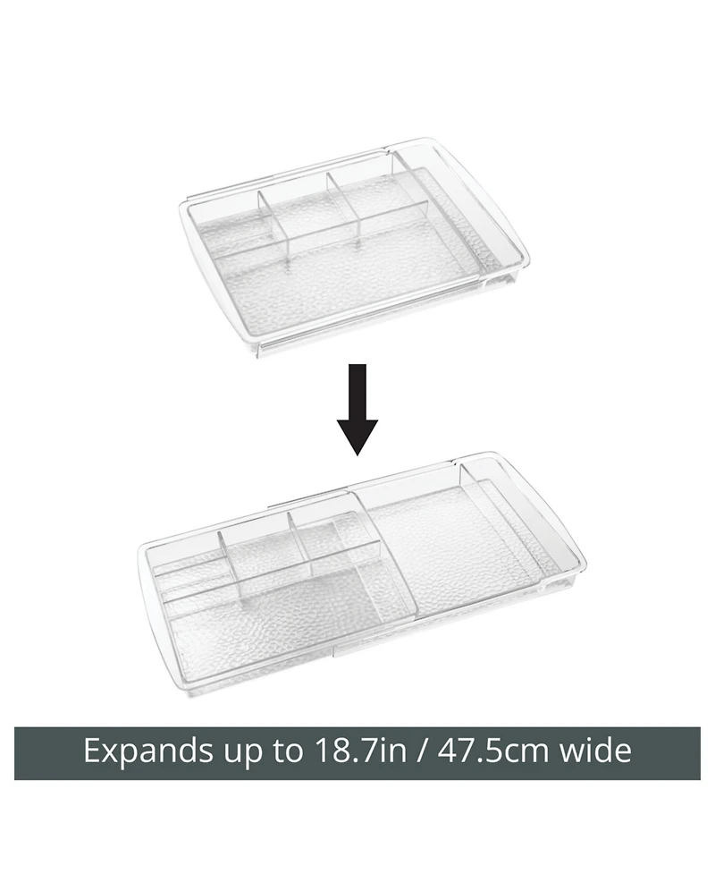 mDesign Expandable Makeup Organizer Tray for Bathroom Drawers - Clear