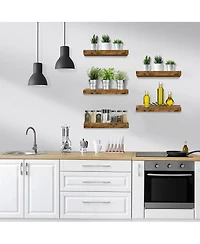 Sorbus 5 Pack 16 Inch Sorbus Long Floating Wall Shelves for Bedroom, Decor, Kitchen, Living Room - for Trophies, Frames