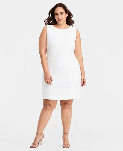 Kasper Plus Bonded Lace Sheath Midi Dress