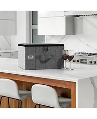 Sorbus Champagne Flute Glasses Organizer Case with Lid (Holds Service for 12) with Felt Protectors