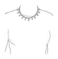 Bling Jewelry Teardrop Cz Spray Collar Statement Necklace & Chandelier Earrings Jewelry Set