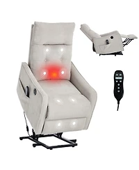 Boyel Living Chenille Power Lift Recliner Chair 155° with Massage Heat Usb for Indoor Elderly