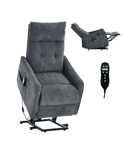 Boyel Living Chenille Power Lift Recliner Chair 155° Recliner with Massage Heat Usb for Indoor Elderly