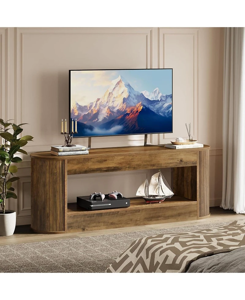 Tribesigns Tv Stand with Storage for Tv, 2-Tier Farmhouse Television Stands, Entertainment Center Media Console