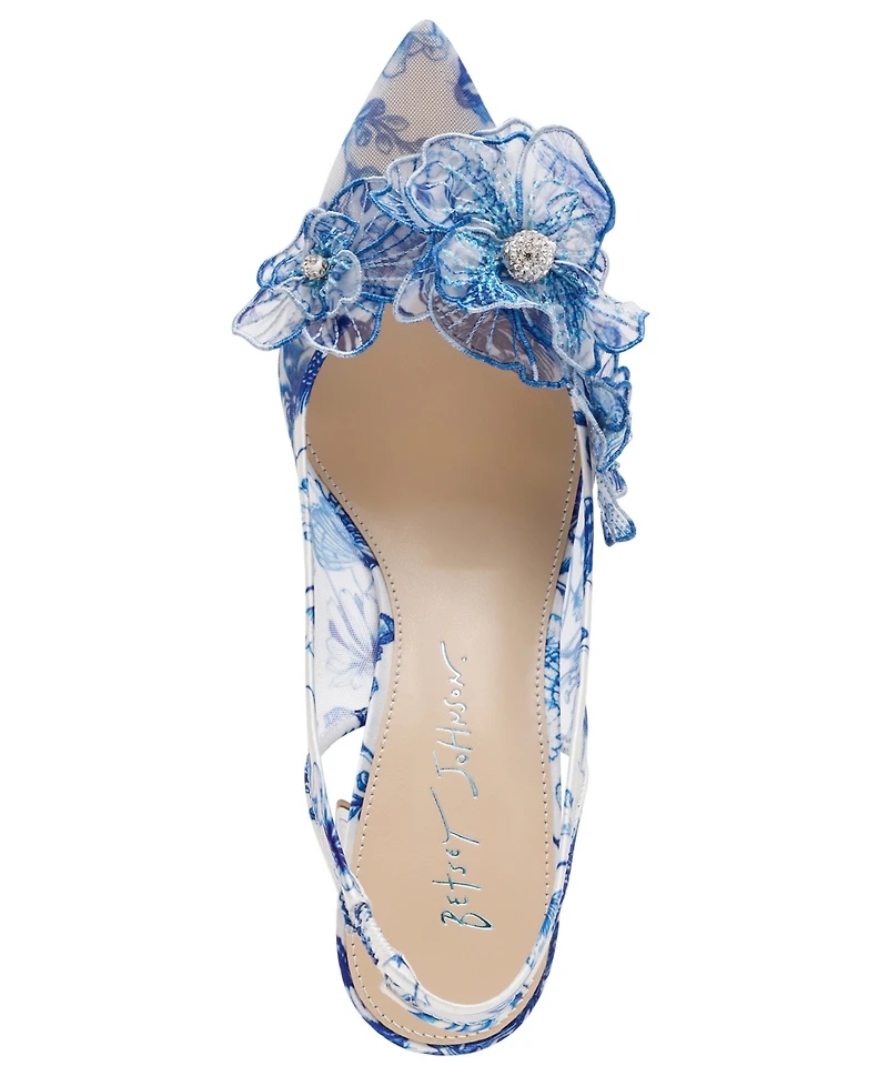 Betsey Johnson Women's Petra Flower Applique Slingback Pumps