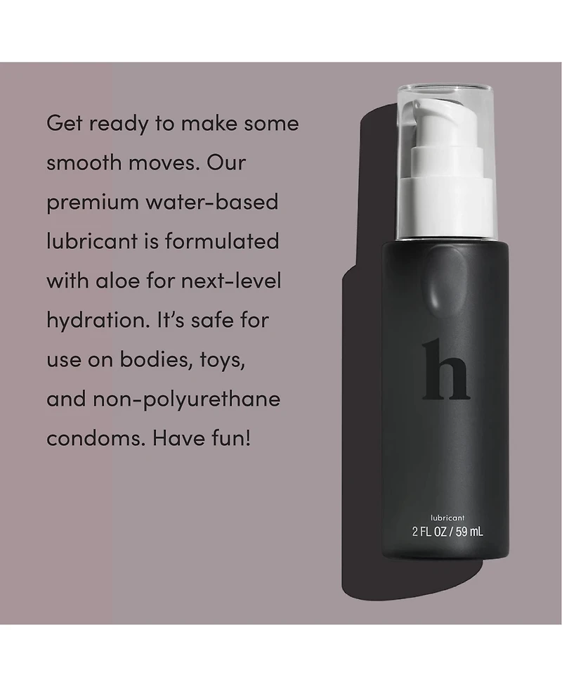 Hims & Hers Glide: Premium water-based lubricant with aloe, green tea, and hemp seed. No sticky residue, hydrating, pH balanced, no parabens