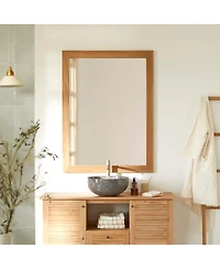 Tikamoon Solid Teak Wood Mirror 120x90 cm Wall Hanging Bathroom Living Room