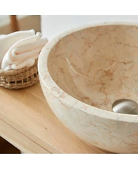 Tikamoon Marble Washbasin Hemisphere Above Counter Bathroom Washbowl Polished Cream