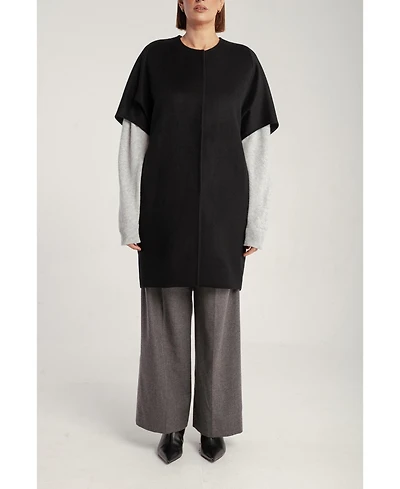 1982 Women's Cashmere Short Sleeve Crew Neck Coat