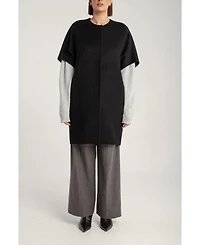 1982 Women's Cashmere Short Sleeve Crew Neck Coat