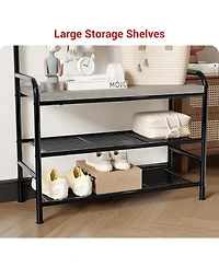 gaomon Entryway Hall Tree, 4-in-1 Freestanding Coat Rack with Shoe Storage Bench, 3-Tier Shelf, Hanging Rod, and 8 Adjustable Hooks for Entryway