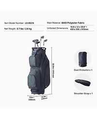 Mecale Golf Cart Bag, 14-Way Divider Top, 36", 11 Pockets, Premium Nylon, Handles, Dust Cover & Detachable Straps