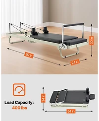 Mecale Foldable Pilates Reformer, Dual-Resistance Spring and Cord Reformer for Home Pilates Training