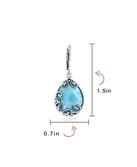 Bling Jewelry Blue Larimar Teardrop Dangle Earrings in Sterling Silver