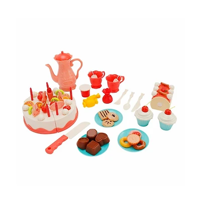 Bruce & Shark 82-Piece Birthday Cake Playset for Kids with Light-Up Candle, Music & Cuttable Cake
