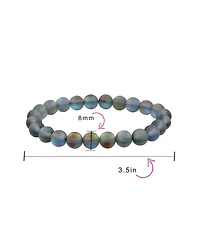 Bling Jewelry Set Of 3 Created Blue Moonstone 8MM Bead Stretch Bracelet Stacking Strands