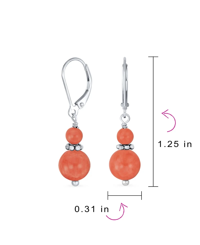 Bling Jewelry Orange Ball Drop Dangle Earrings Milgrain Separator Sterling Silver Leverback