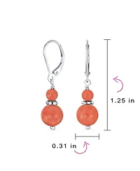 Bling Jewelry Orange Ball Drop Dangle Earrings Milgrain Separator Sterling Silver Leverback