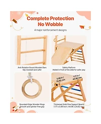 Slickblue Indoor Playground Jungle Gym, 8-in-1 Wooden Indoor Playground Playset