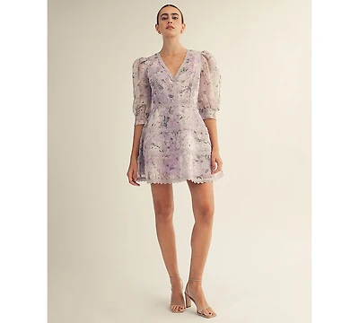 Arose Studio, Inc Women's Scarlett Printed V-Neck Mini Dress