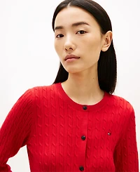 Tommy Hilfiger Women's Cable Knit Crewneck Cardigan Sweater