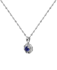 Macy's Sapphire (1/3 ct. t.w.) & Diamond (1/5 ct. t.w.) Pendant Necklace in 14k White Gold
