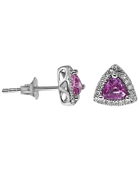 Macy's Pink Sapphire (1/2 ct. t.w.) & Diamond (1/10 ct. t.w.) Stud Earrings in 14k White Gold