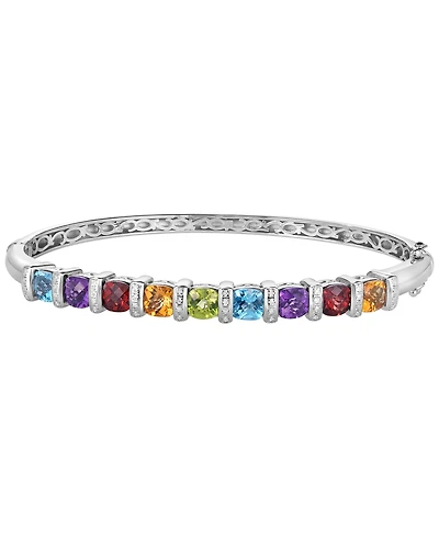 Macy's Multi-Stone (4-1/2 ct. t.w.) & Diamond (1/10 ct. t.w.) Bangle Bracelet in Sterling Silver