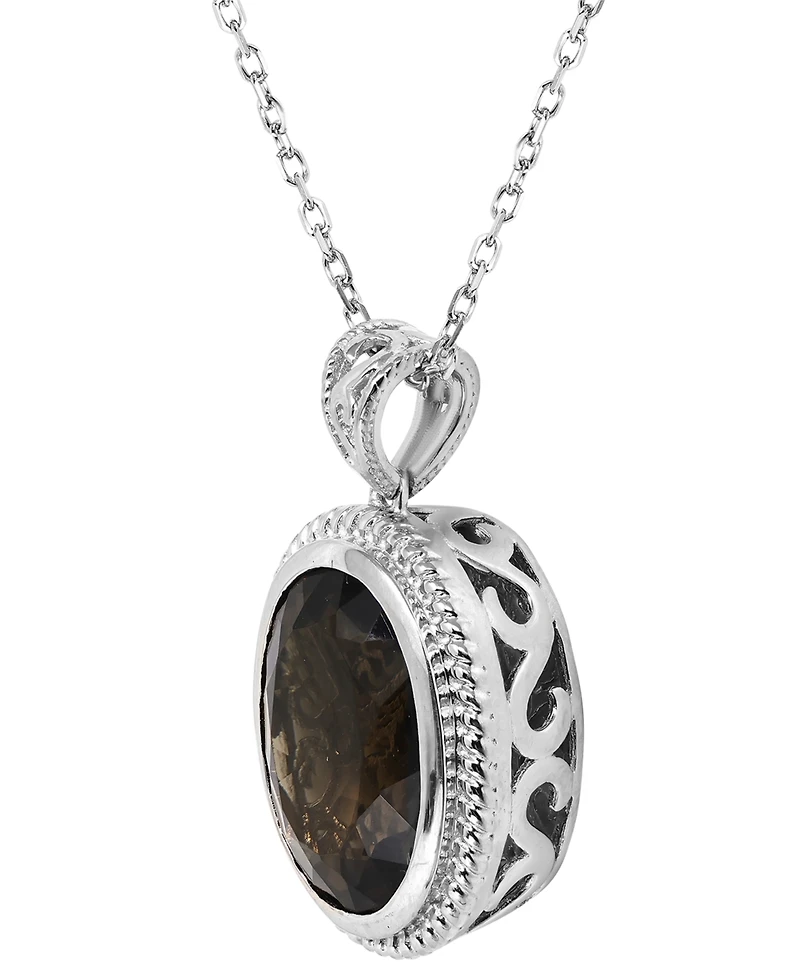 Macy's Smoky Quartz (10 ct. t.w.) Pendant Necklace in Sterling Silver