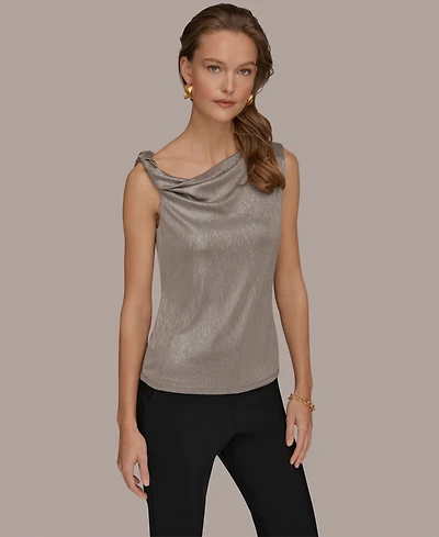 Donna Karan New York Women's Foil Asymmetric Neck Top