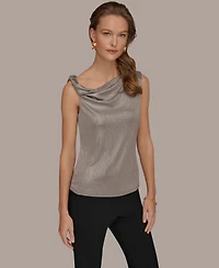 Donna Karan New York Women's Foil Asymmetric Neck Top