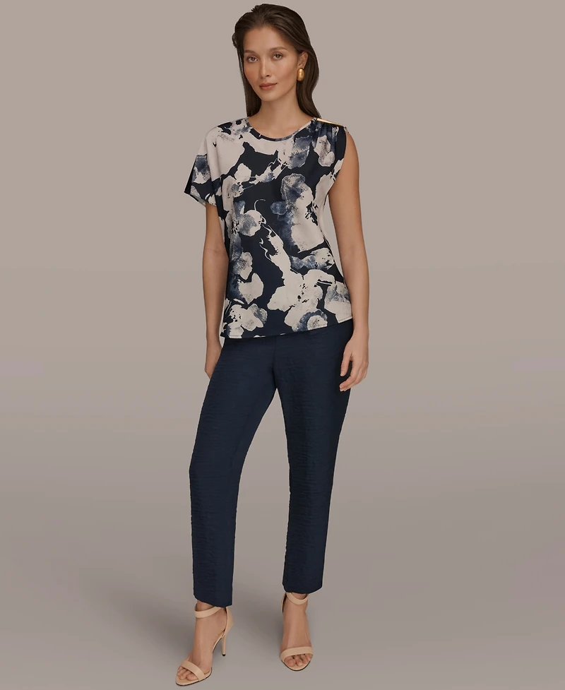 Donna Karan New York Women's Printed Scoop Neck Top