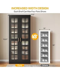 Tribesigns 71-Inch Tall Shoe Cabinet with Doors Set of 2, 8-Tier Shoe Storage Cabinet with Adjustable Shelves, Modern Shoe Organizer Shoe Rack Cabinet