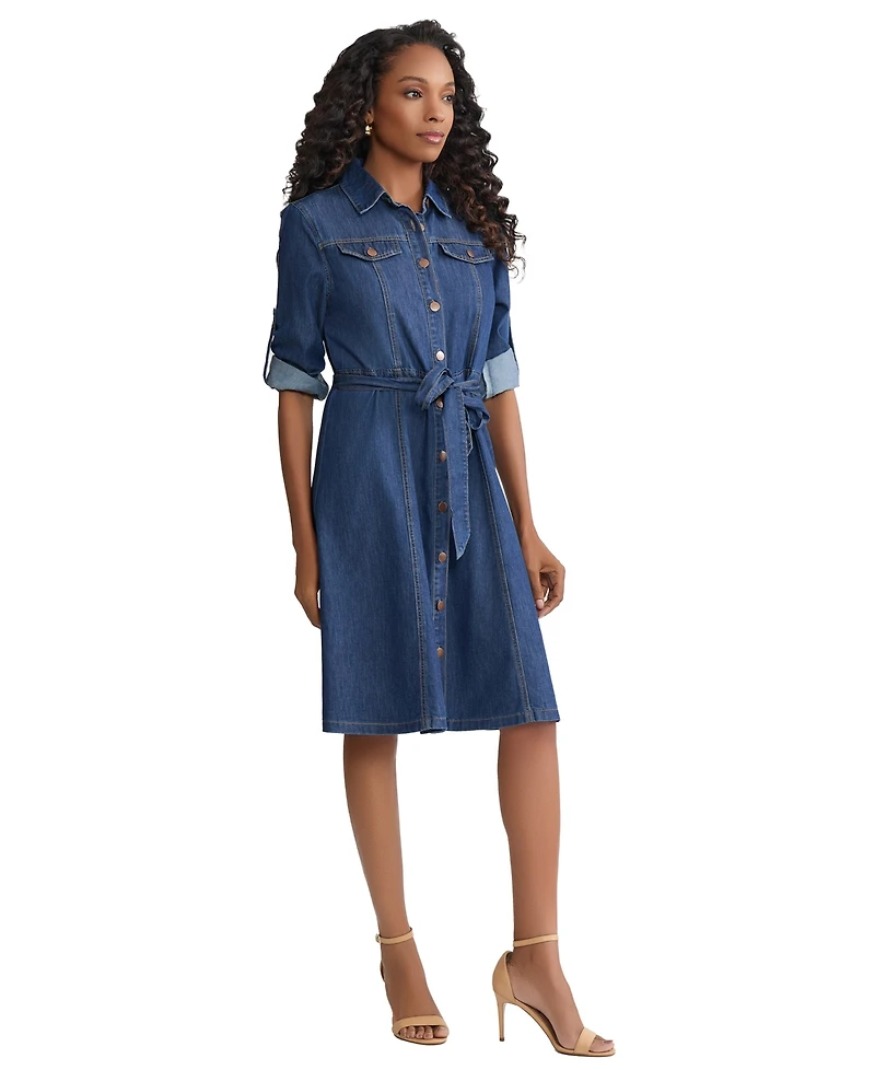 Jones New York Women's Midi Long-Sleeve Shirt Dress