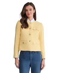 Jones New York Women's Four Button Jewel Neck Tweed Jacket