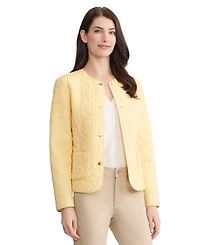 Jones New York Women's Quilted Flower Crew Neck Jacket