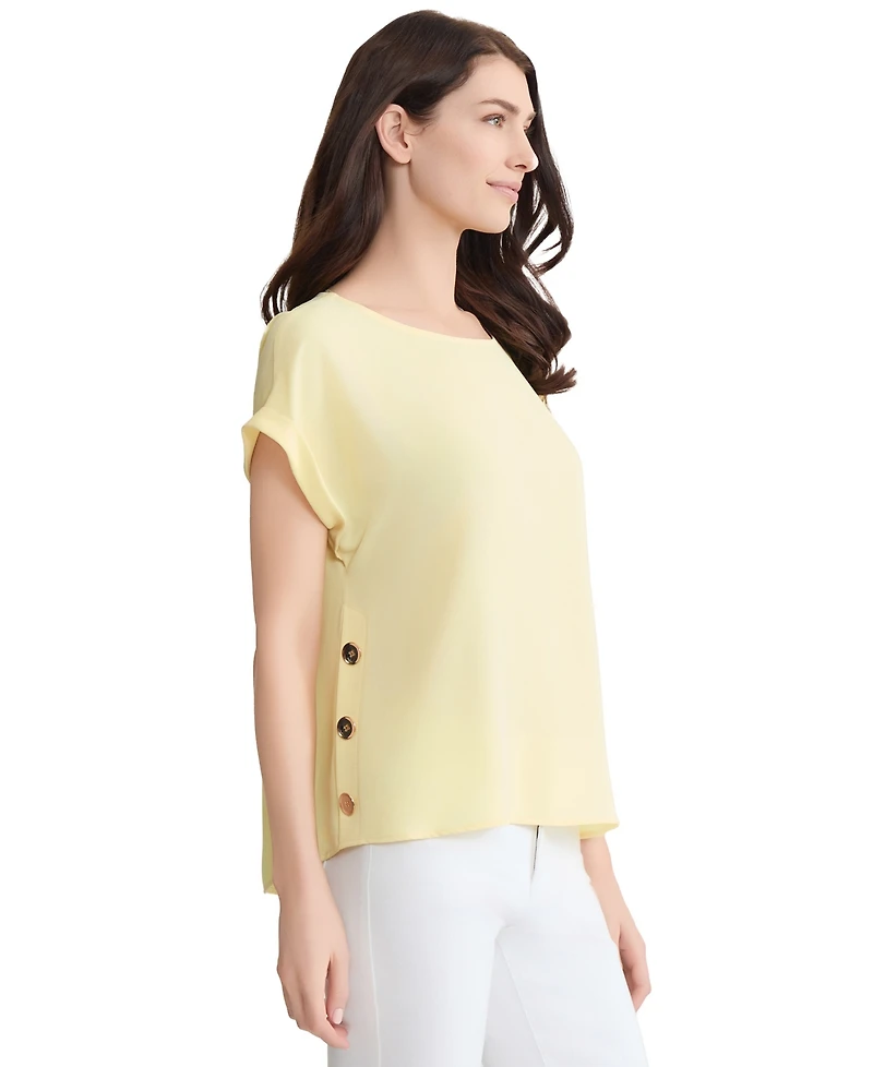 Jones New York Women's Short-Sleeve Button Detail Blouse