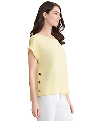 Jones New York Women's Short-Sleeve Button Detail Blouse