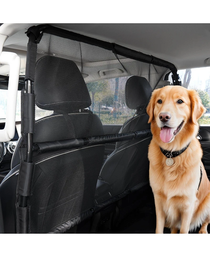 Cozito Wide Dog Car Barrier for Front Seats, See-Through Mesh Vehicle Divider, Universal Fit for Sedans, Trucks & SUVs