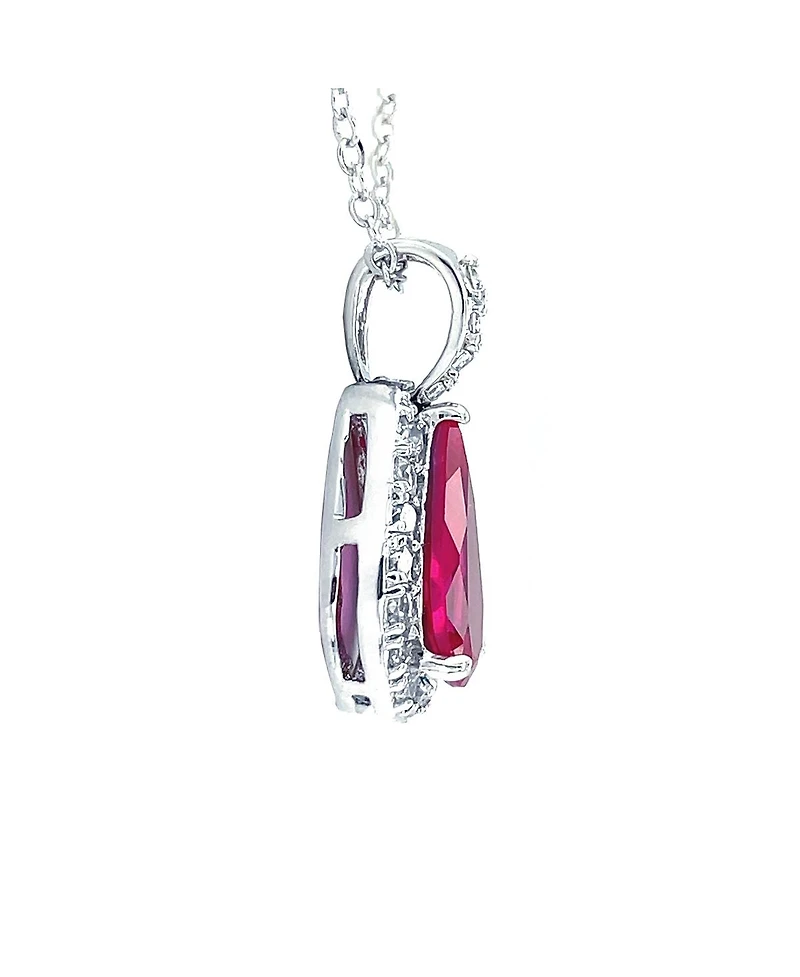 Bling Jewelry Solitaire Teardrop Halo Ruby Red Cz Pendant Necklace Earrings Jewelry Set