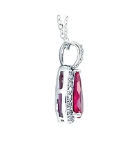 Bling Jewelry Solitaire Teardrop Halo Ruby Red Cz Pendant Necklace Earrings Jewelry Set
