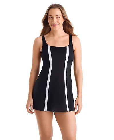 ShapeSolver Women's Scoop Neck One-Piece Swim Dress