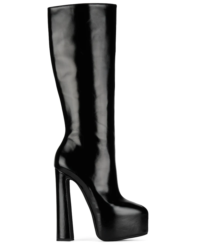 Jeffrey Campbell Women's Unleashed Hi Platform Knee-High Full-Zip Dress Boots
