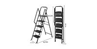 5 Step Lightweight Folding Ladder with Wide Anti-Slip Pedal and Safety Handle, Multi-Purpose Steel Step Ladder
