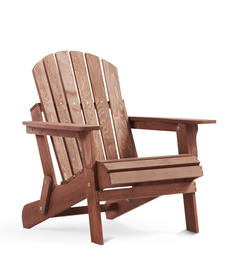 Oversize Wooden Outdoor Folding Adirondack Chair with Pre-Assembled BackRest & SeatBoard, Wood Patio Chair for Garden Backyard Porch Pool Deck Firepit
