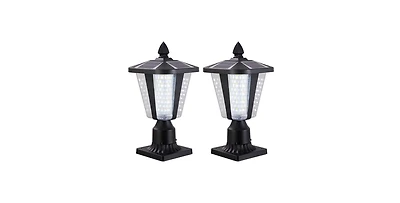 Flynama 15 Inch Solar Powered Outdoor Lantern with Adjustable Brightness for Garden and Pathway 2-Pack